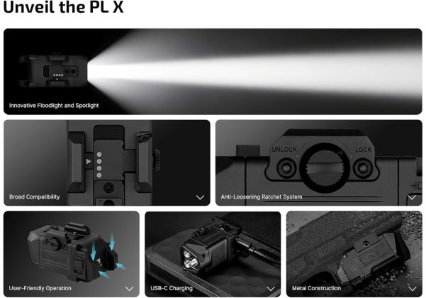 OLIGHT PL-X デュアルビームタクティカルライト - ブラック-AIRSOFT GOGO エアガン・サバゲー用品通販