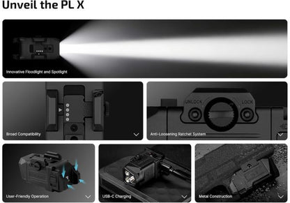 OLIGHT PL-X デュアルビームタクティカルライト - ブラック-AIRSOFT GOGO エアガン・サバゲー用品通販