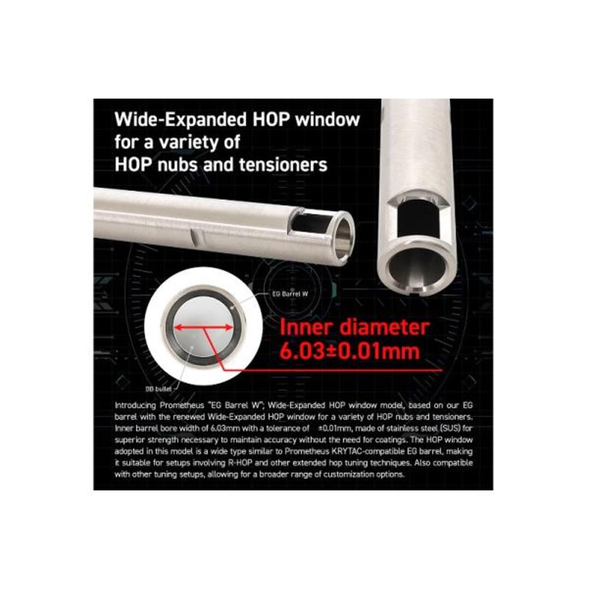 Prometheus EG バレル ワイドインナーバレル (6.03mm、長さ: 300mm) 東京マルイ AEG 用 - ステンレススチール-AIRSOFT GOGO エアガン・サバゲー用品通販