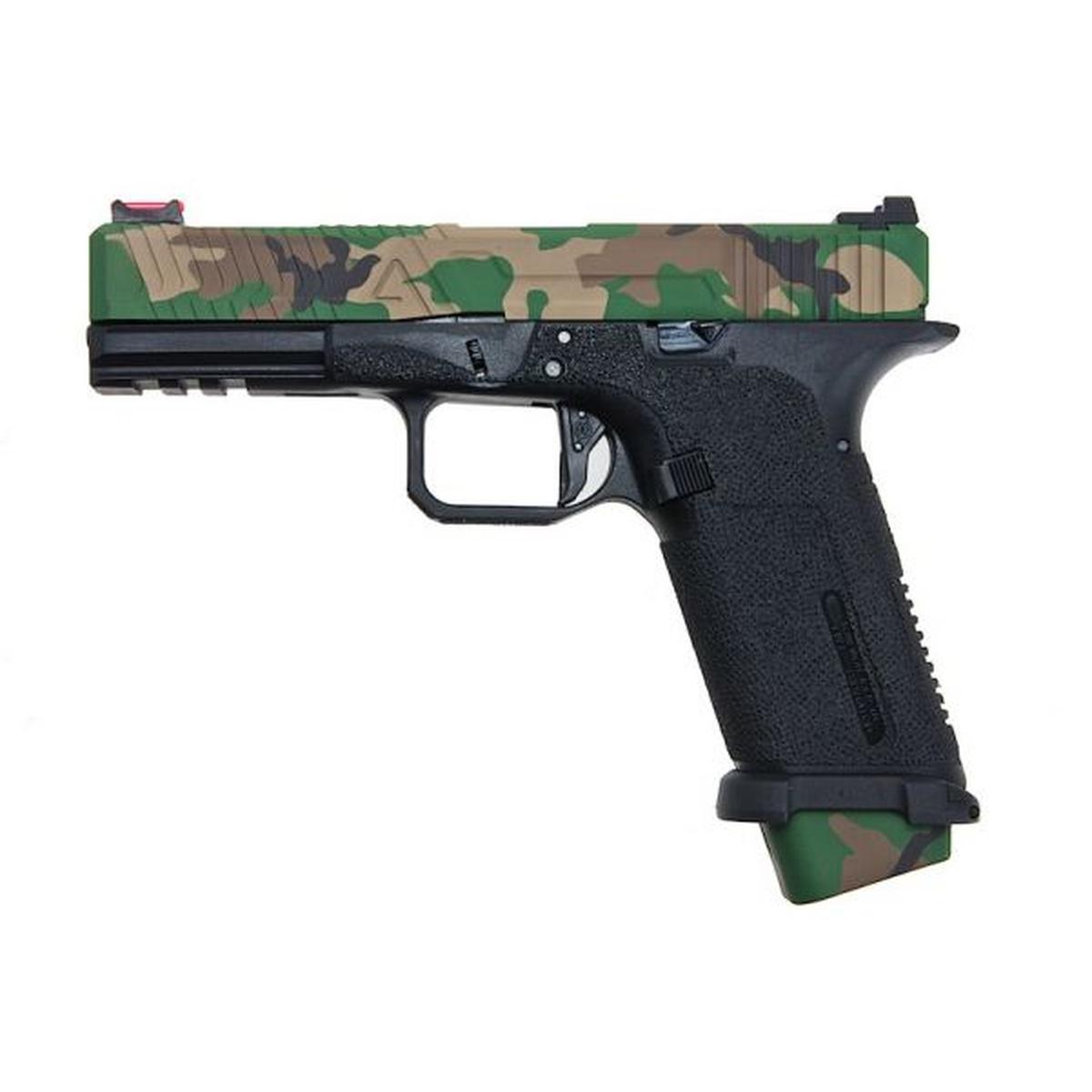 RWA AGENCY ARMS EXA グリーン ガス エアソフト ピストル - セラコート ウッドランド-AIRSOFT GOGO エアガン・サバゲー用品通販