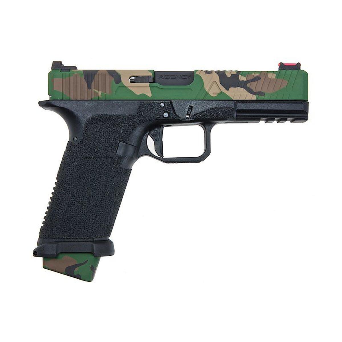 RWA AGENCY ARMS EXA グリーン ガス エアソフト ピストル - セラコート ウッドランド-AIRSOFT GOGO エアガン・サバゲー用品通販