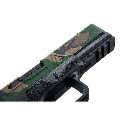 RWA AGENCY ARMS EXA グリーン ガス エアソフト ピストル - セラコート ウッドランド-AIRSOFT GOGO エアガン・サバゲー用品通販