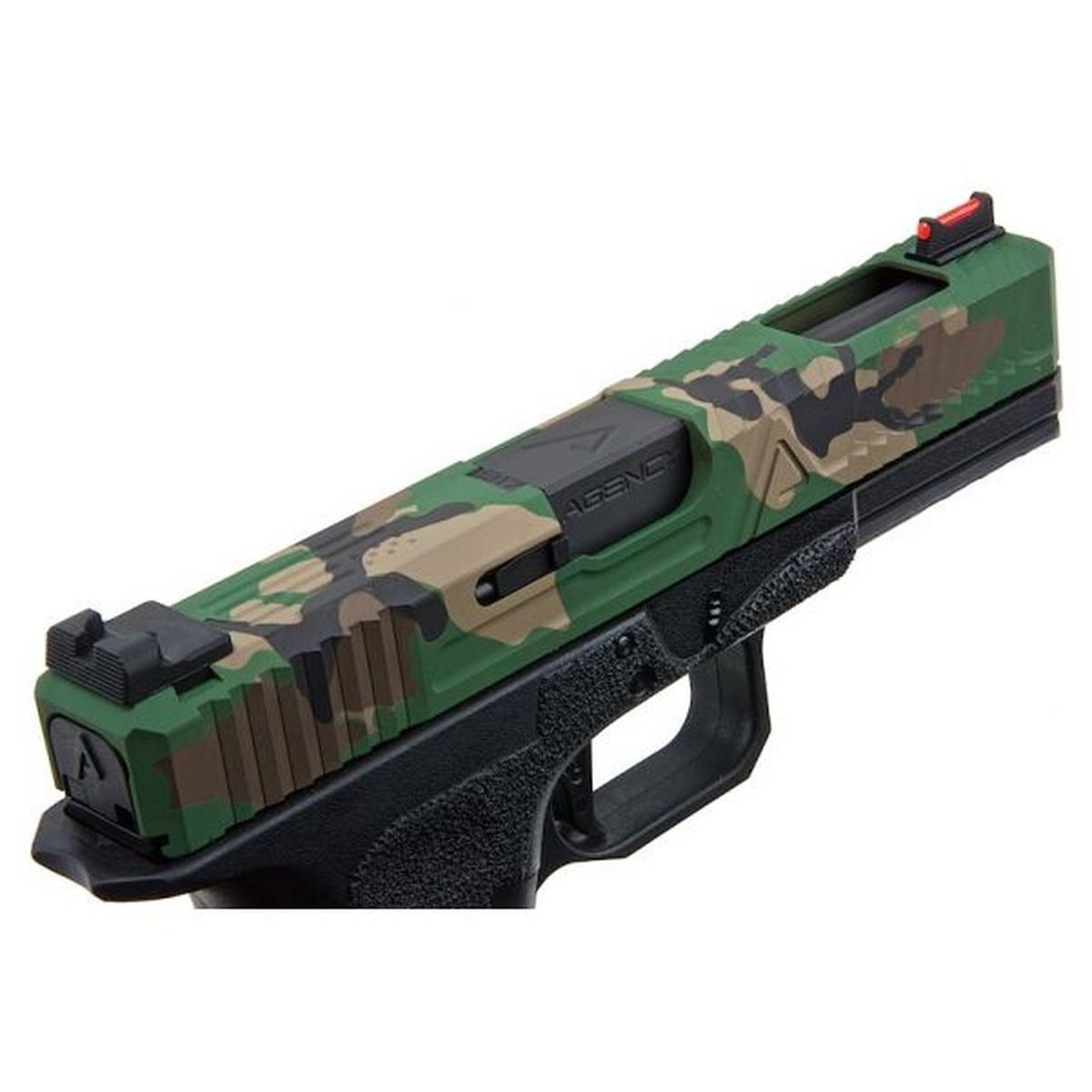 RWA AGENCY ARMS EXA グリーン ガス エアソフト ピストル - セラコート ウッドランド-AIRSOFT GOGO エアガン・サバゲー用品通販