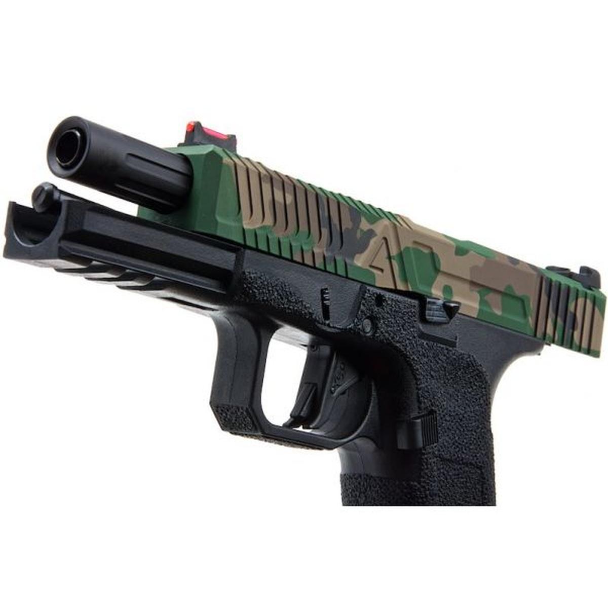 RWA AGENCY ARMS EXA グリーン ガス エアソフト ピストル - セラコート ウッドランド-AIRSOFT GOGO エアガン・サバゲー用品通販
