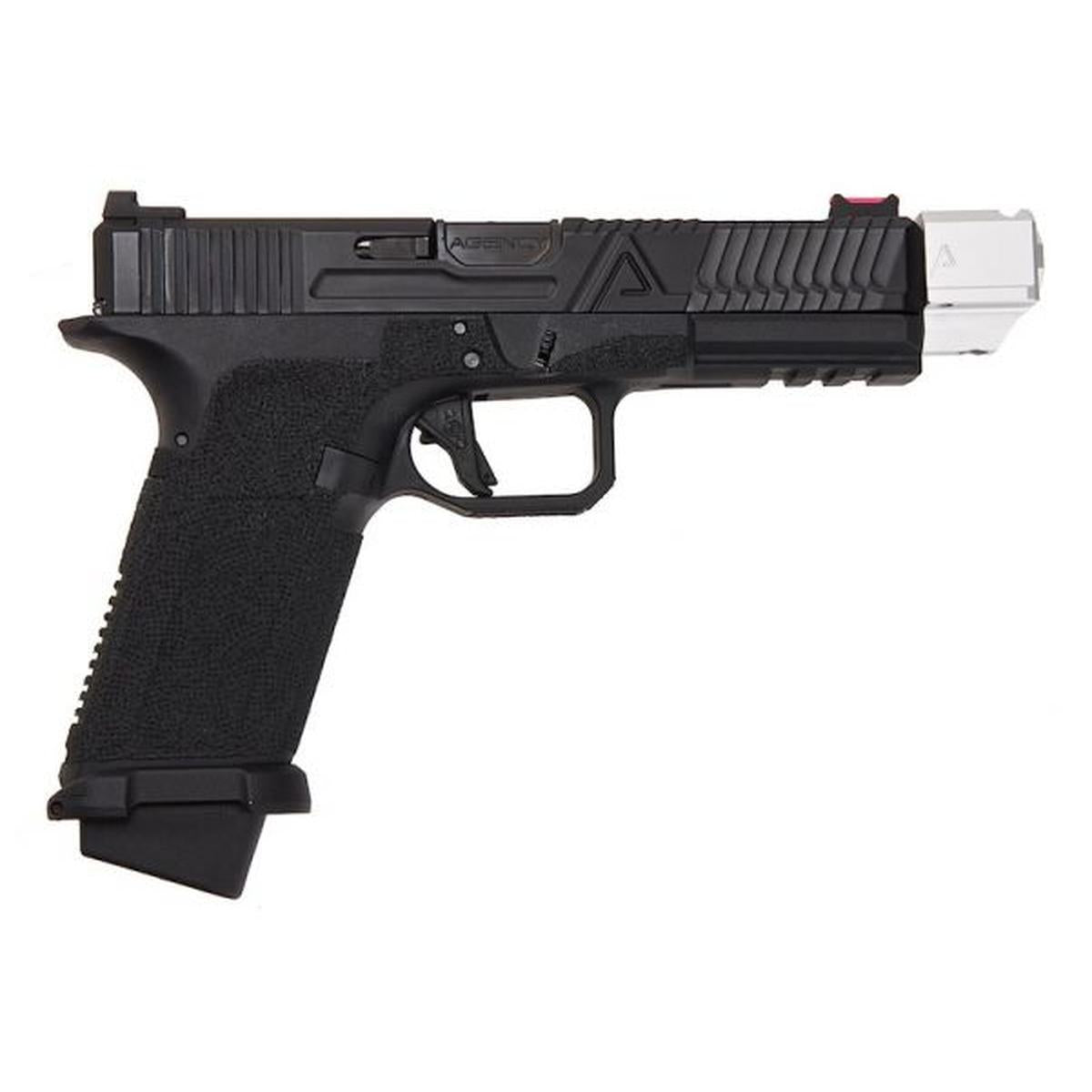 RWC AGENCY ARMS EXA グリーン エアソフト ピストル (ステンレススチール ブラック バレル & 417 コンペンセイター - シルバー)-AIRSOFT GOGO エアガン・サバゲー用品通販