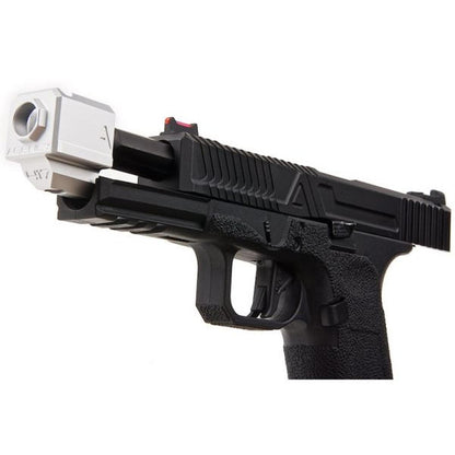 RWC AGENCY ARMS EXA グリーン エアソフト ピストル (ステンレススチール ブラック バレル & 417 コンペンセイター - シルバー)-AIRSOFT GOGO エアガン・サバゲー用品通販