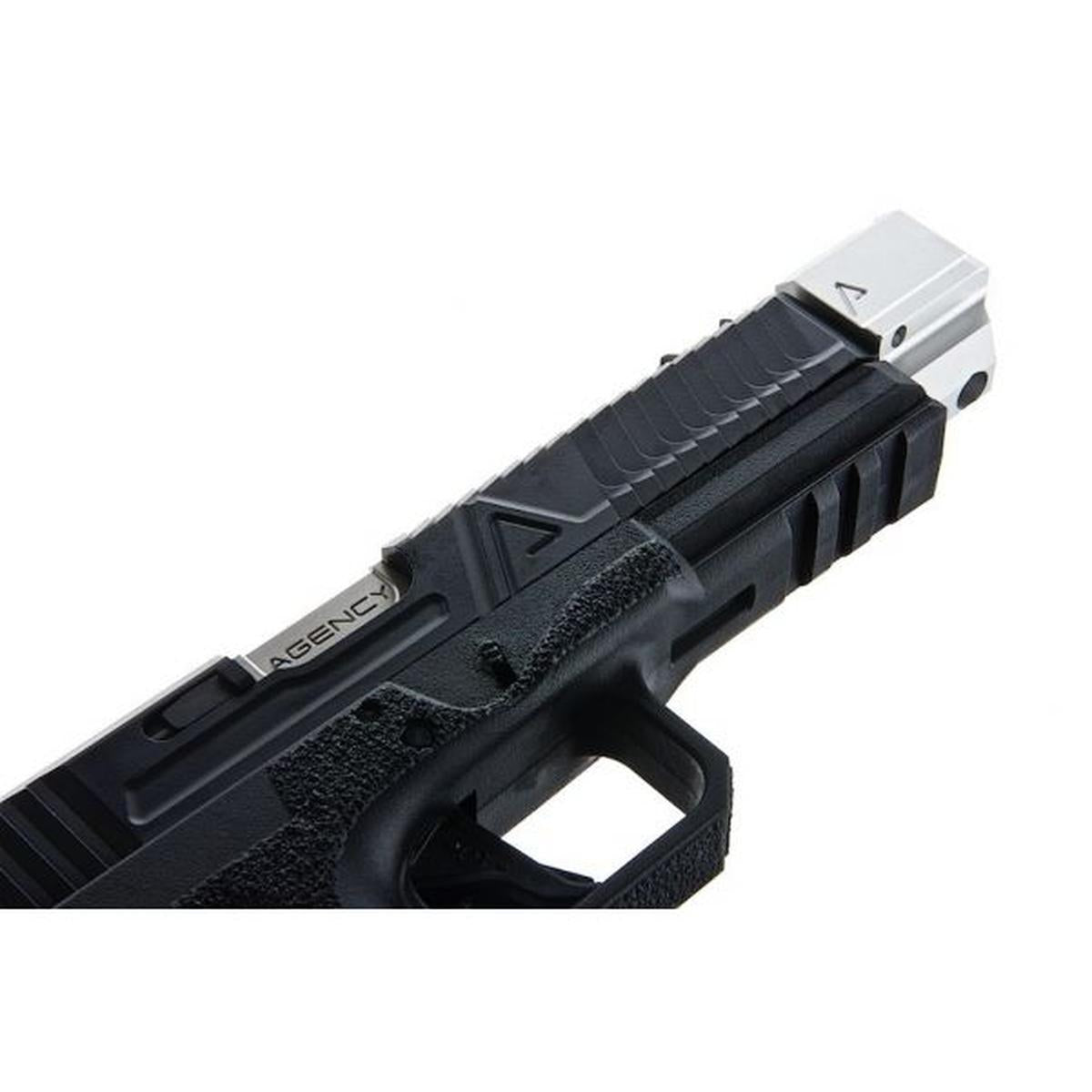RWC AGENCY ARMS EXA グリーン ガス エアソフト ピストル - (417 コンペンセイター付きステンレススチールバレル - シルバー)-AIRSOFT GOGO エアガン・サバゲー用品通販