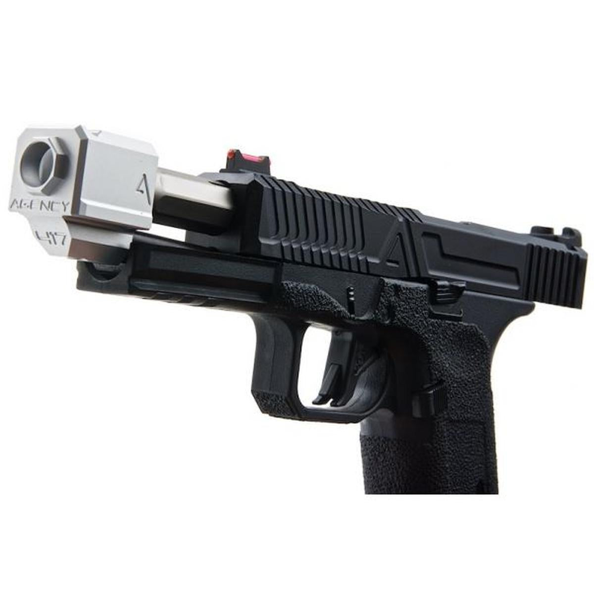 RWC AGENCY ARMS EXA グリーン ガス エアソフト ピストル - (417 コンペンセイター付きステンレススチールバレル - シルバー)-AIRSOFT GOGO エアガン・サバゲー用品通販