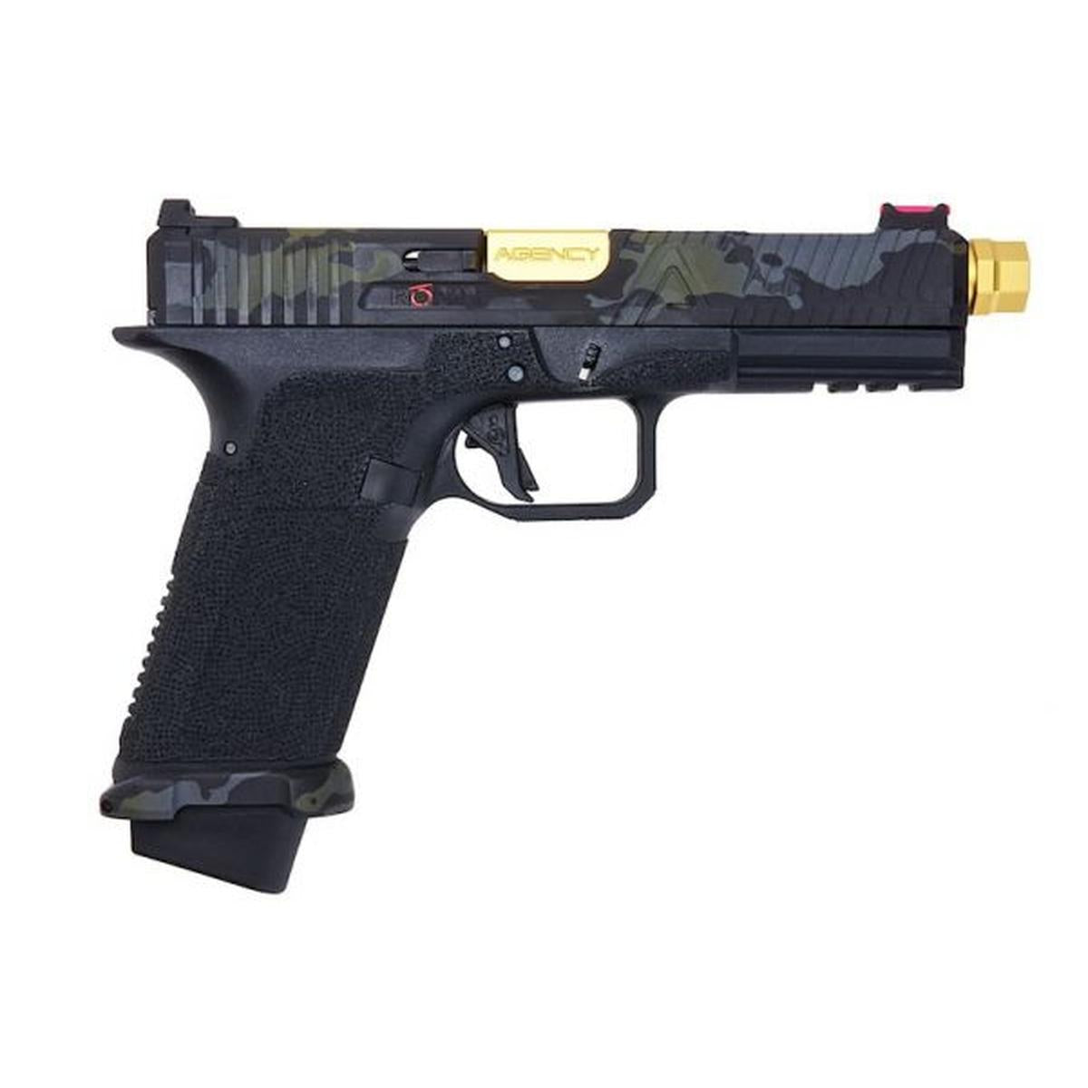 RWC AGENCY ARMS EXA グリーン ガス エアソフト ピストル (RONIN AGENCY ARMS ゴールド ミッドライン バレル エディション)-AIRSOFT GOGO エアガン・サバゲー用品通販