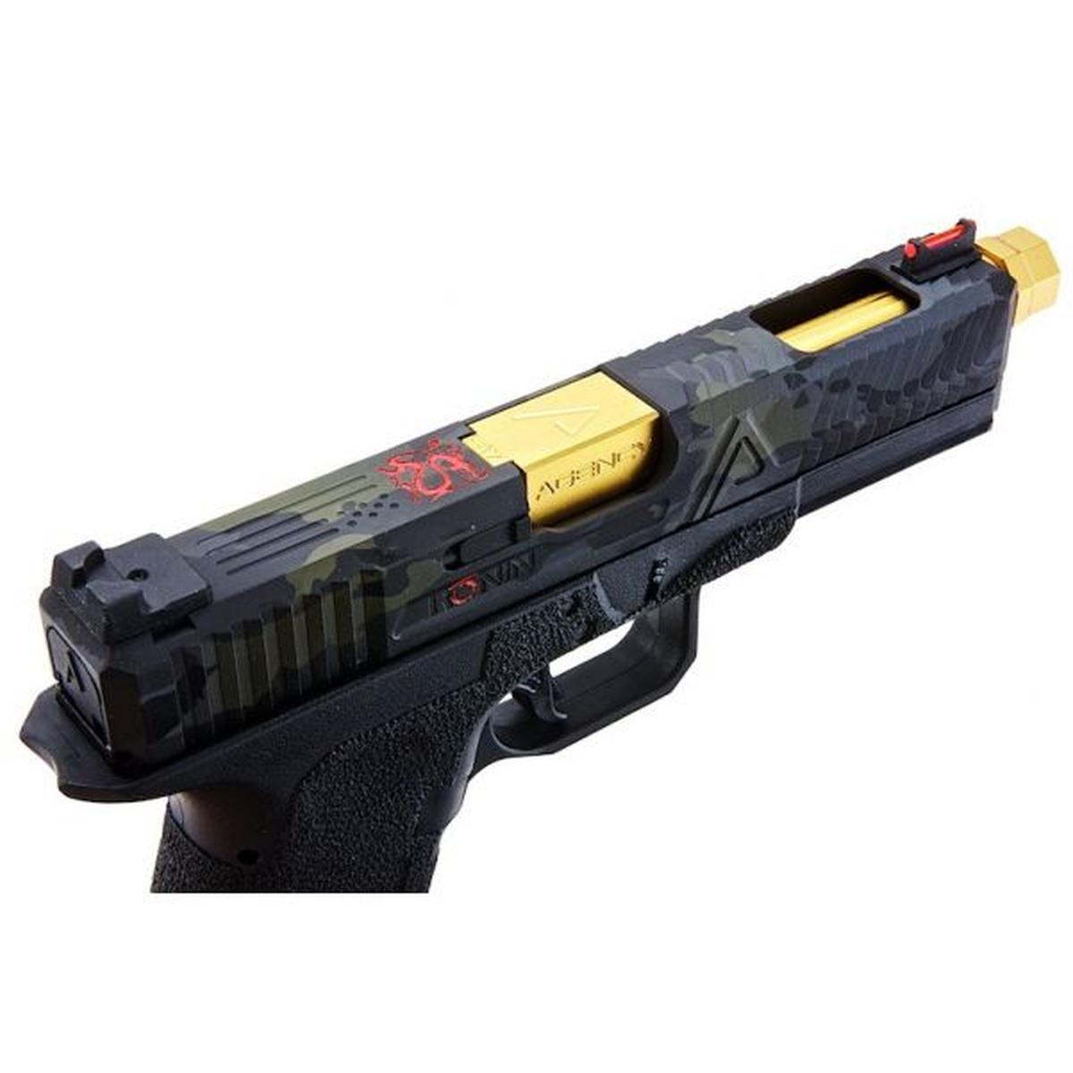 RWC AGENCY ARMS EXA グリーン ガス エアソフト ピストル (RONIN AGENCY ARMS ゴールド ミッドライン バレル エディション)-AIRSOFT GOGO エアガン・サバゲー用品通販