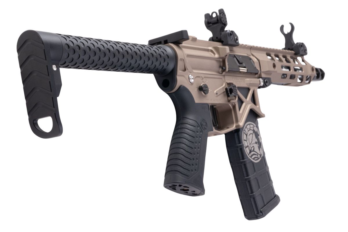 RWC BATTLE ARMS デベロップメント OIP スタイル SBR エアソフト M4 AEG ライフル - セラコート フールズ 金(きん)-AIRSOFT GOGO エアガン・サバゲー用品通販
