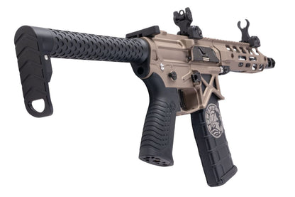 RWC BATTLE ARMS デベロップメント OIP スタイル SBR エアソフト M4 AEG ライフル - セラコート フールズ 金(きん)-AIRSOFT GOGO エアガン・サバゲー用品通販