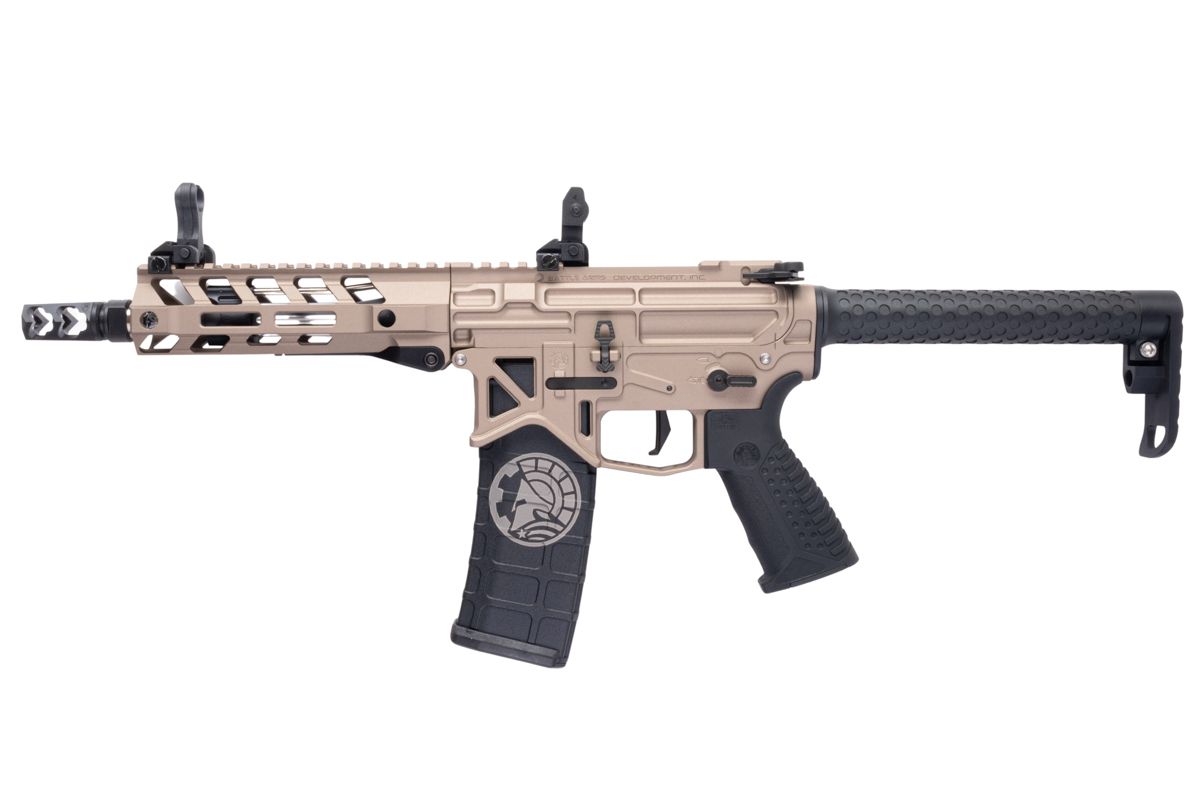 RWC BATTLE ARMS デベロップメント OIP スタイル SBR エアソフト M4 AEG ライフル - セラコート フールズ 金(きん)-AIRSOFT GOGO エアガン・サバゲー用品通販