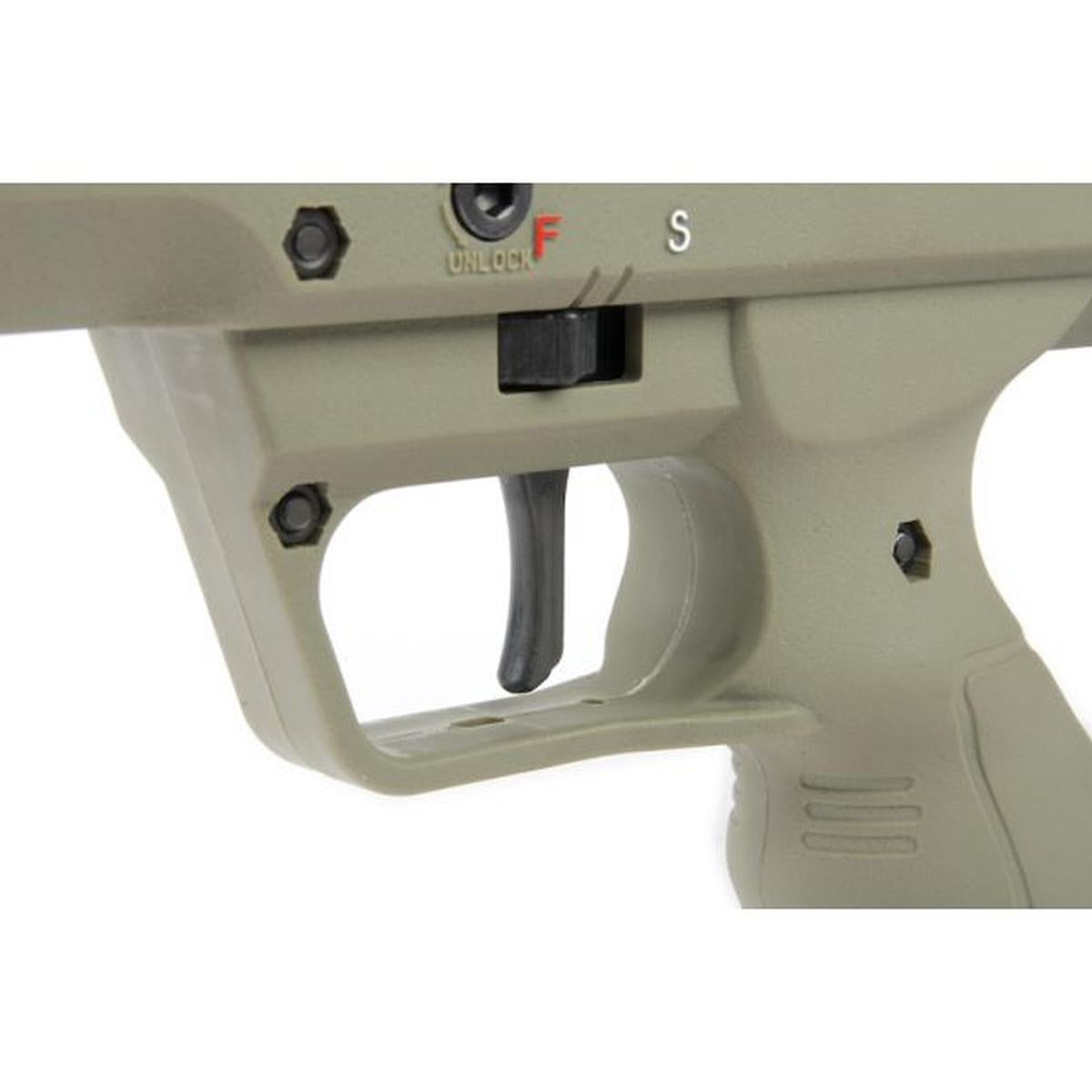 SILVERBACK SRS A2 / M2 エアソフト スナイパー ライフル (コバート、16 インチ バレル) デザート テックライセンス取得 - OD (左手)-AIRSOFT GOGO エアガン・サバゲー用品通販