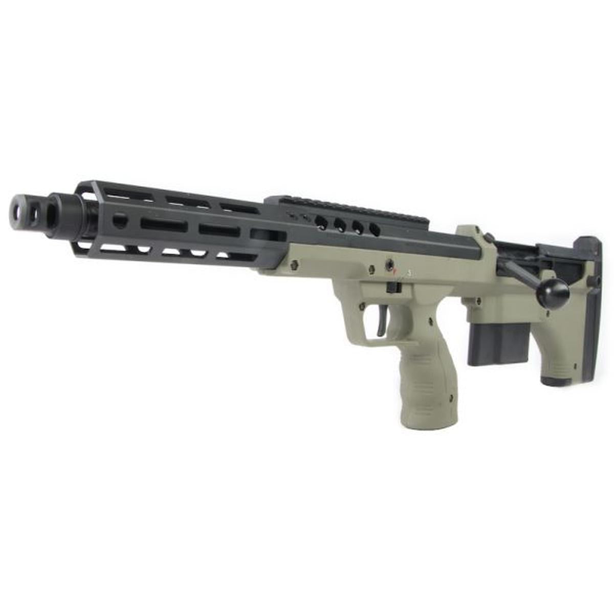 SILVERBACK SRS A2 / M2 エアソフト スナイパー ライフル (コバート、16 インチ バレル) デザート テックライセンス取得 - OD (左手)-AIRSOFT GOGO エアガン・サバゲー用品通販