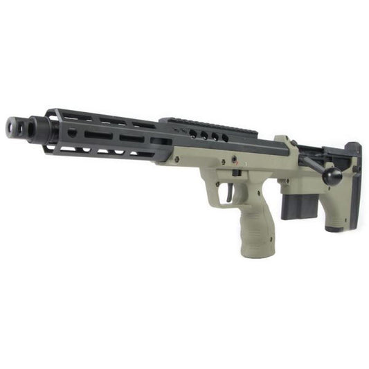 SILVERBACK SRS A2 / M2 エアソフト スナイパー ライフル (コバート、16 インチ バレル) デザート テックライセンス取得 - OD (左手)-AIRSOFT GOGO エアガン・サバゲー用品通販