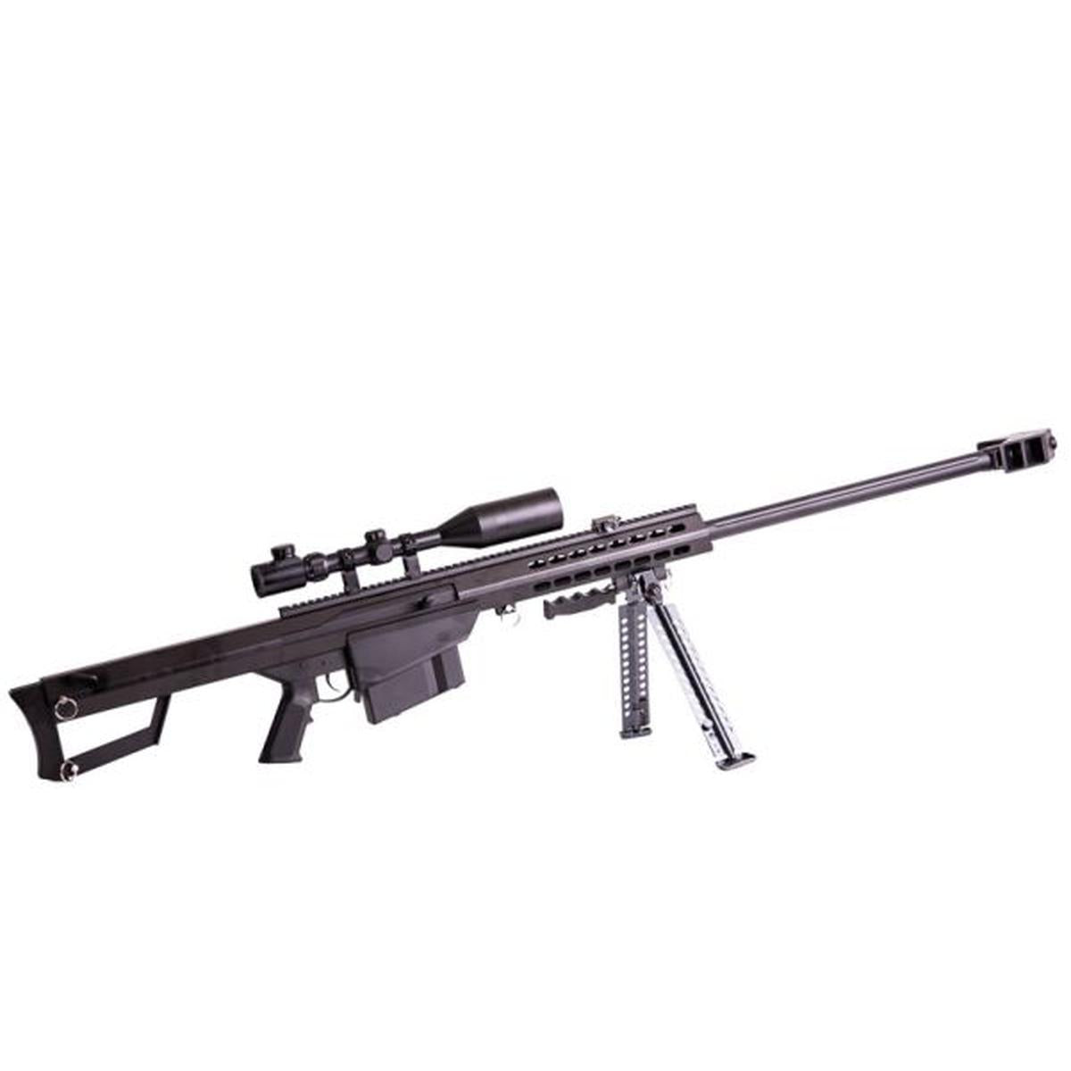 Snow Wolf BARRETT M82A1 エアソフト スナイパーライフル 3-9x50E スコープ付き (スプリングパワー) - ブラック-AIRSOFT GOGO エアガン・サバゲー用品通販