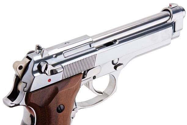 SRC M92 SR92 プラチナ GBB エアソフト ピストル (銀(ぎん)、ウッドグリップ)-AIRSOFT GOGO エアガン・サバゲー用品通販
