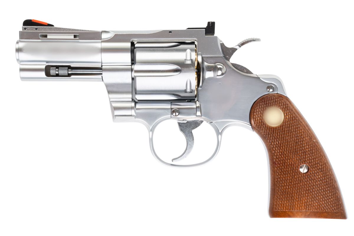 Tanaka コルト パイソン .357 マグナム 'R モデル' ガス リボルバー (3 インチ) - ステンレス仕上げ-AIRSOFT GOGO エアガン・サバゲー用品通販