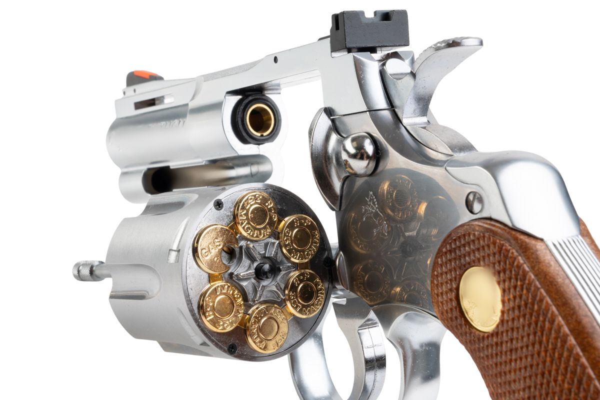 Tanaka コルト パイソン .357 マグナム 'R モデル' ガス リボルバー (3 インチ) - ステンレス仕上げ-AIRSOFT GOGO エアガン・サバゲー用品通販