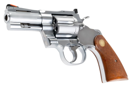 Tanaka コルト パイソン .357 マグナム 'R モデル' ガス リボルバー (3 インチ) - ステンレス仕上げ-AIRSOFT GOGO エアガン・サバゲー用品通販