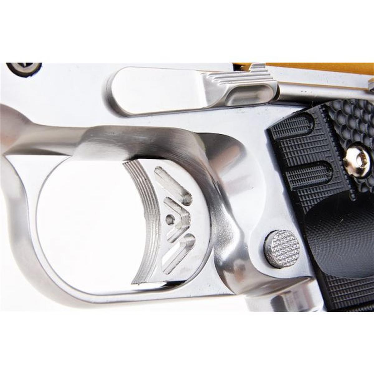 WE 1911 ギャラクシー グリーン ガス エアソフト ピストル - ゴールド スライド、シルバー フレーム-AIRSOFT GOGO エアガン・サバゲー用品通販
