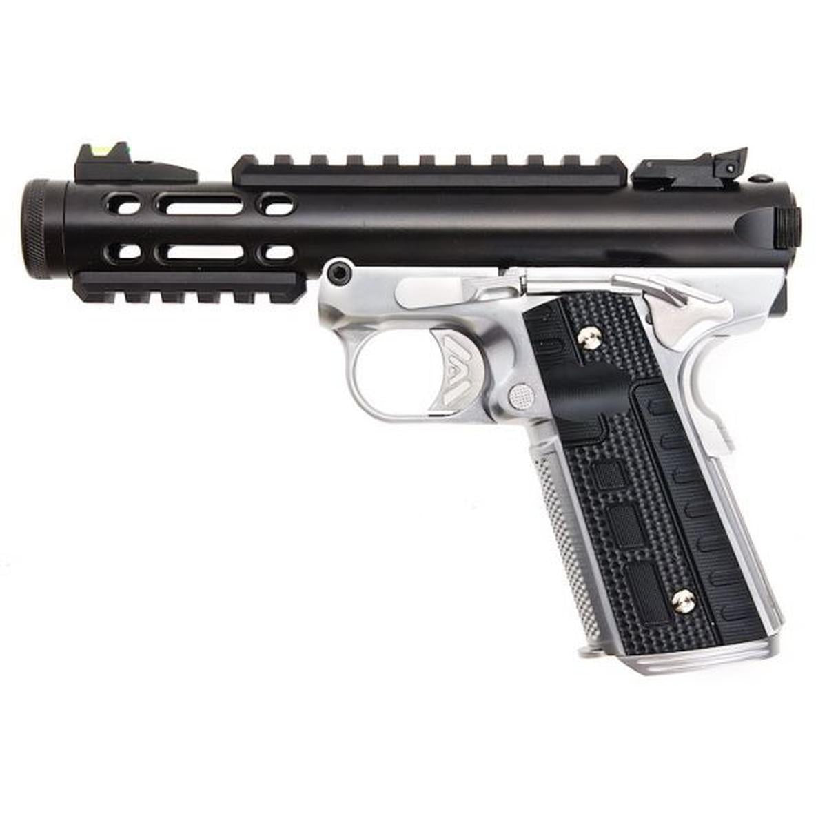WE 1911 ギャラクシー グリーン ガス エアソフト ピストル - シルバー フレーム付きブラック スライド-AIRSOFT GOGO エアガン・サバゲー用品通販