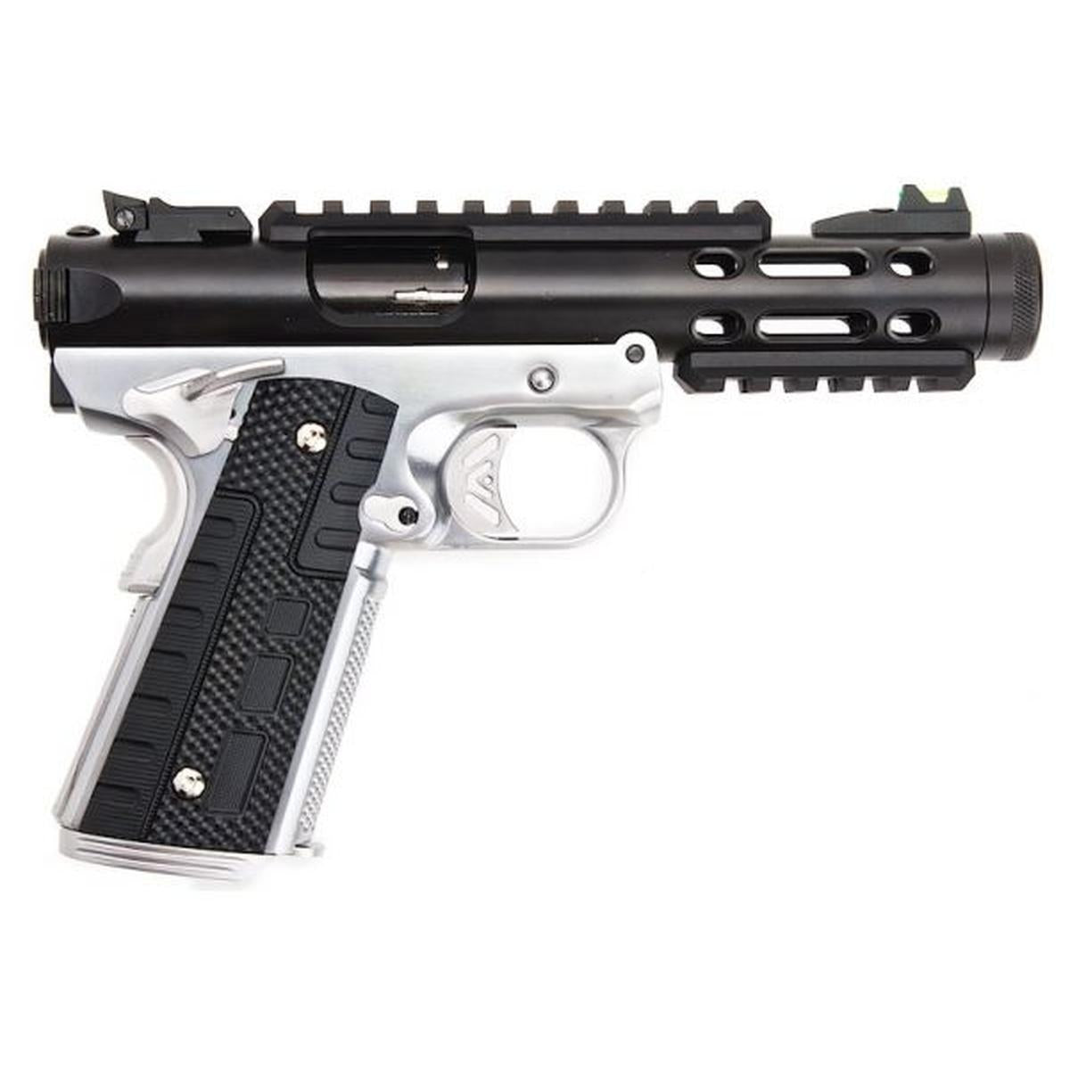 WE 1911 ギャラクシー グリーン ガス エアソフト ピストル - シルバー フレーム付きブラック スライド-AIRSOFT GOGO エアガン・サバゲー用品通販
