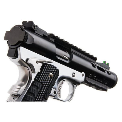 WE 1911 ギャラクシー グリーン ガス エアソフト ピストル - シルバー フレーム付きブラック スライド-AIRSOFT GOGO エアガン・サバゲー用品通販