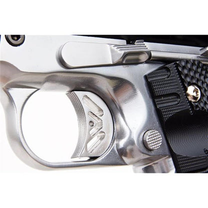 WE 1911 ギャラクシー グリーン ガス エアソフト ピストル - シルバー フレーム付きブラック スライド-AIRSOFT GOGO エアガン・サバゲー用品通販