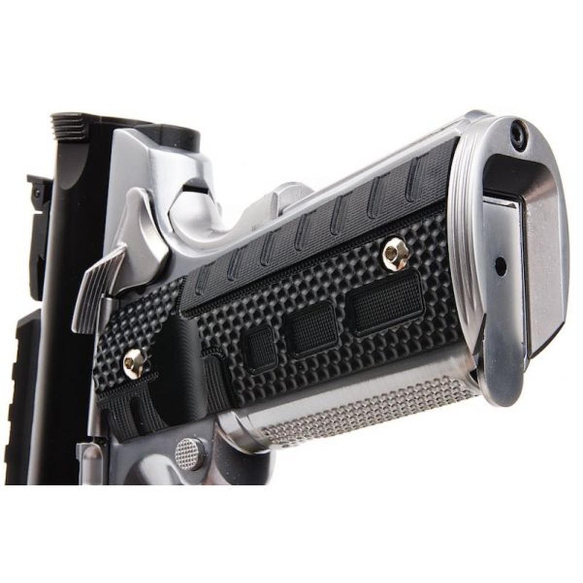 WE 1911 ギャラクシー グリーン ガス エアソフト ピストル - シルバー フレーム付きブラック スライド-AIRSOFT GOGO エアガン・サバゲー用品通販