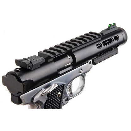 WE 1911 ギャラクシー グリーン ガス エアソフト ピストル - シルバー フレーム付きブラック スライド-AIRSOFT GOGO エアガン・サバゲー用品通販