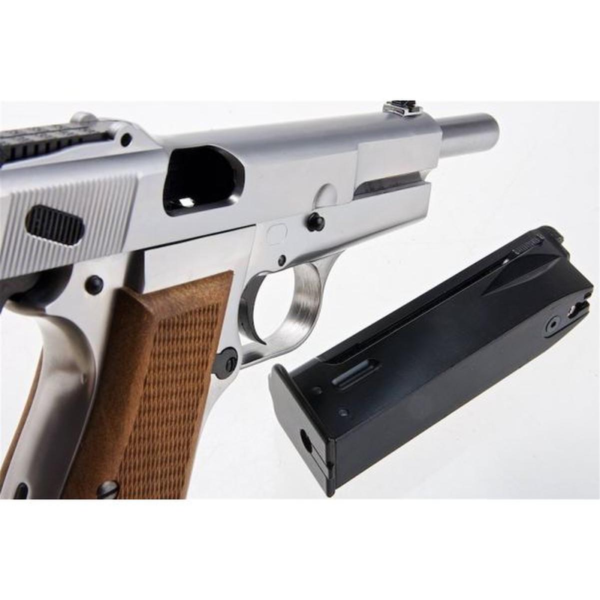WE 新品 BROWNING HI POWER MK1 W/ ストック GBB エアソフト ピストル - シルバー-AIRSOFT GOGO エアガン・サバゲー用品通販