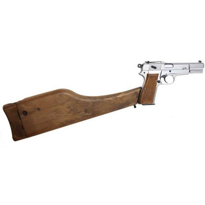 WE 新品 BROWNING HI POWER MK1 W/ ストック GBB エアソフト ピストル - シルバー-AIRSOFT GOGO エアガン・サバゲー用品通販