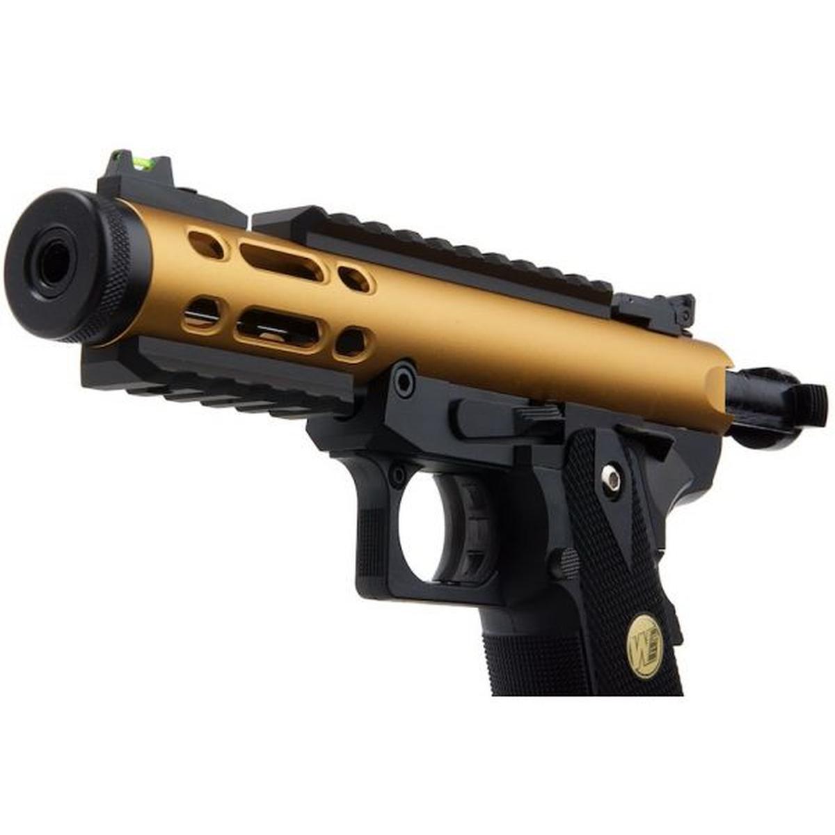 WE-TECH ハイキャパ 5.1 ギャラクシー タイプ A グリーン ガス エアガン ピストル - ゴールド スライド K フレーム-AIRSOFT GOGO エアガン・サバゲー用品通販