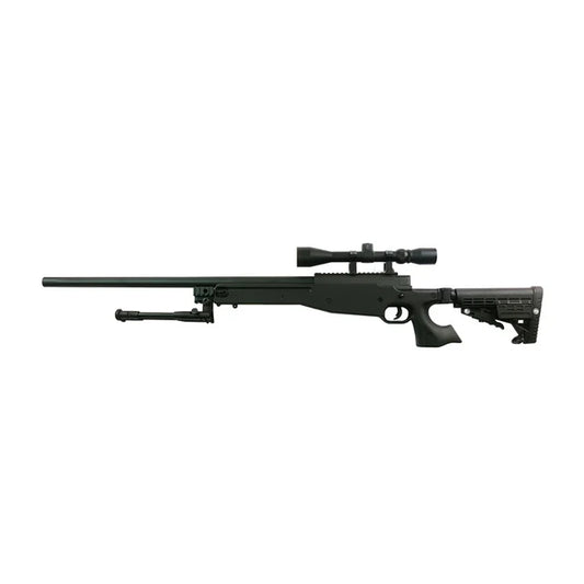 WELL L96 ボルトアクション スナイパーライフル スコープとバイポッド付き (WELL-MB14D) - ブラック-AIRSOFT GOGO エアガン・サバゲー用品通販
