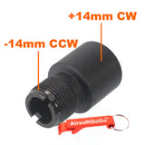 Barrel adapter for electric guns and gas blowback guns (14mm-reverse thread → 14mm+correct thread)