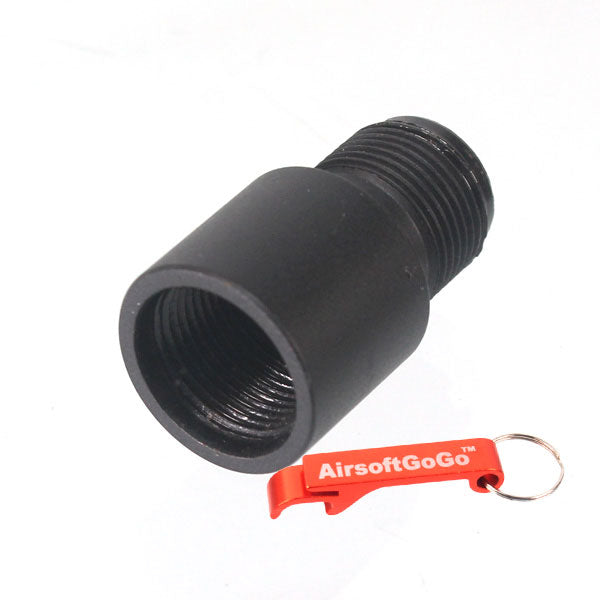 Silencer barrel adapter for electric guns and gas blowback rifles (14mm-reverse thread → 14mm+correct thread)