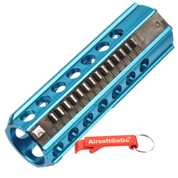 Aluminum piston 14 steel teeth for electric gun mechanical box Ver.2 and 3 (blue)