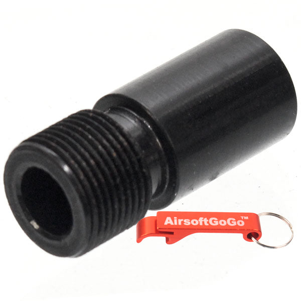Steel compensator adapter for KSC / KWA MP7A1 gas blowback (12mm positive thread → 14mm reverse thread)