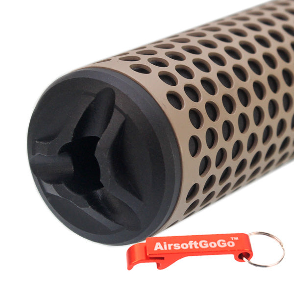 Army Force flash hider 7 inch QDC14mm reverse thread suppressor (tan)