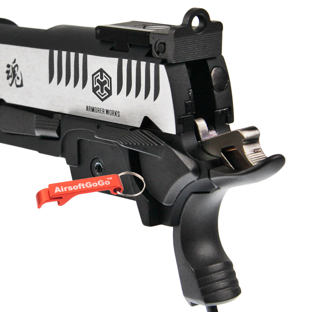 WE / マルイ ハイキャパ5.1・4.3 GBB ガスブローバック用ARMORER WORKS IPSC 風之魂スライドセット 銀+黒色AW  Custom – AIRSOFT GOGO