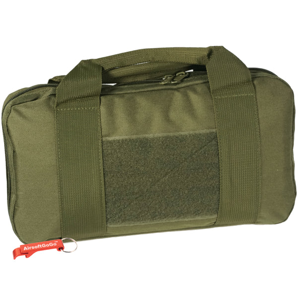 タクティカルハンドガンバッグ ・ ソフトガンケース 6つのマガジンポケット付き (中型バッグ、グリーンカラー)