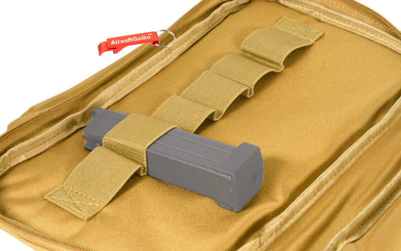 タクティカルハンドガンバッグ ・ ソフトガンケース 6つのマガジンポケット付き (中型バッグ、タンカラー)
