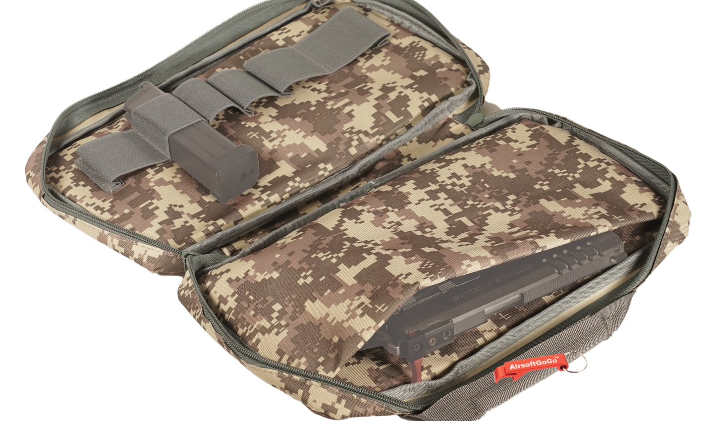 Tactical handgun bag/soft gun case with 6 magazine pockets (medium size bag, UCP universal camouflage pattern)