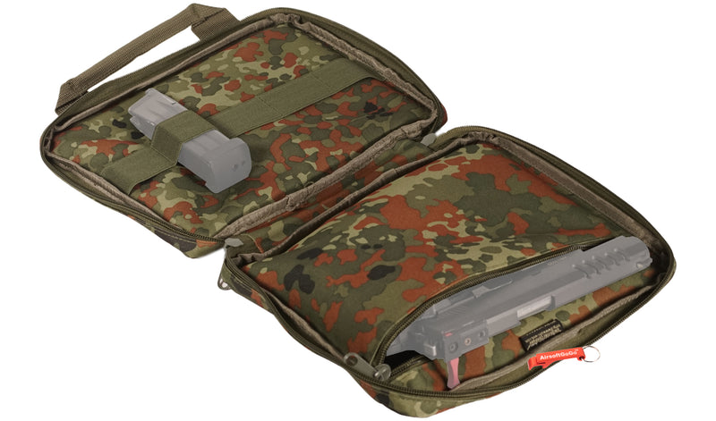 Tactical handgun bag/soft gun case with 5 magazine pockets (small bag, fleck turn camouflage)