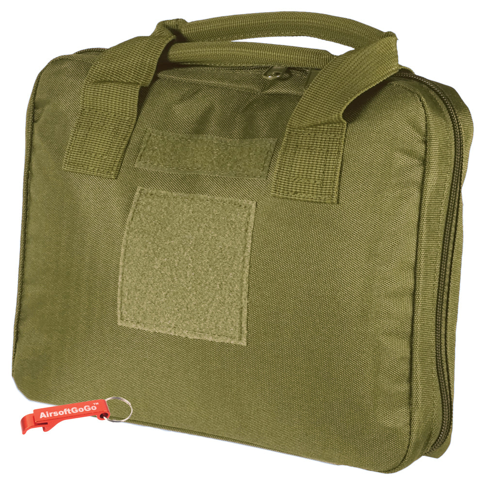 Tactical handgun bag/soft gun case with 5 magazine pockets (small bag, green color)