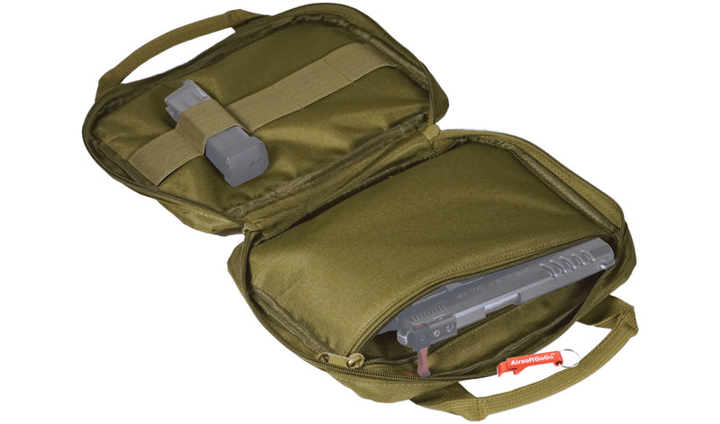 Tactical handgun bag/soft gun case with 5 magazine pockets (small bag, green color)
