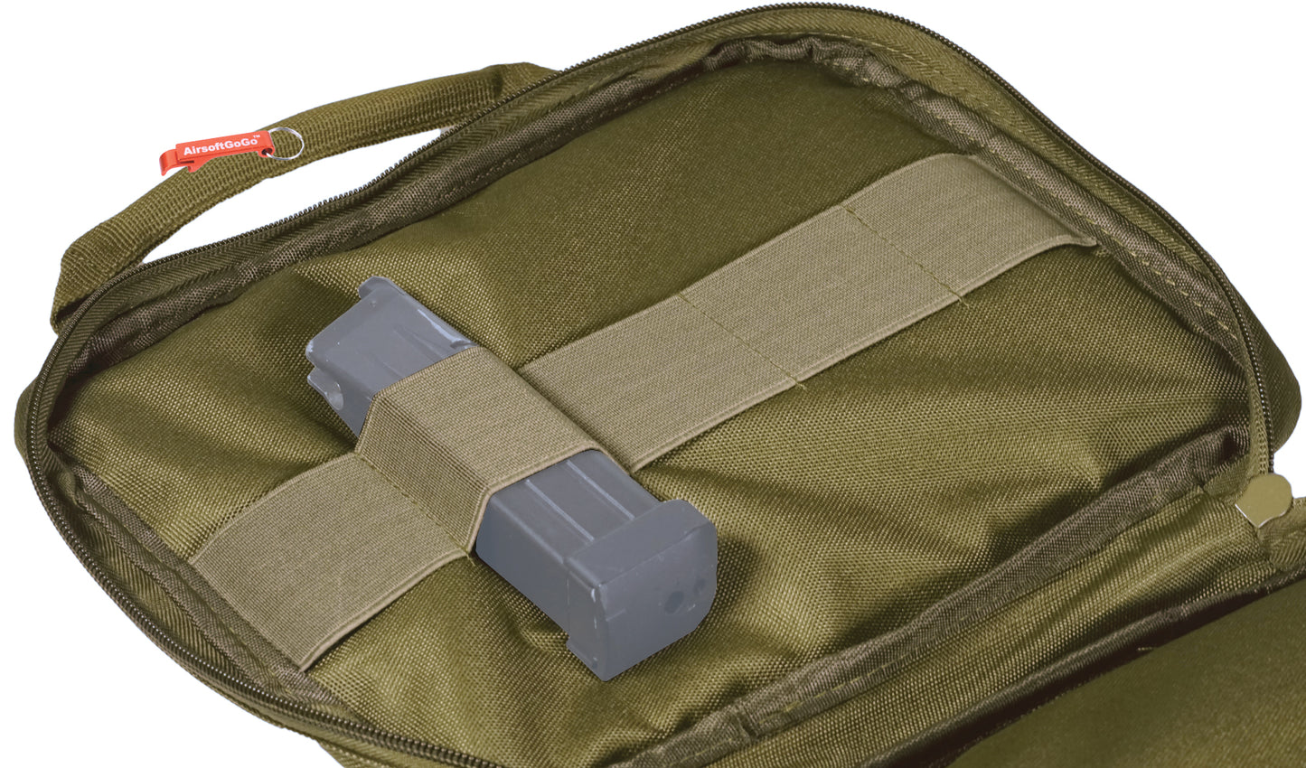 Tactical handgun bag/soft gun case with 5 magazine pockets (small bag, green color)