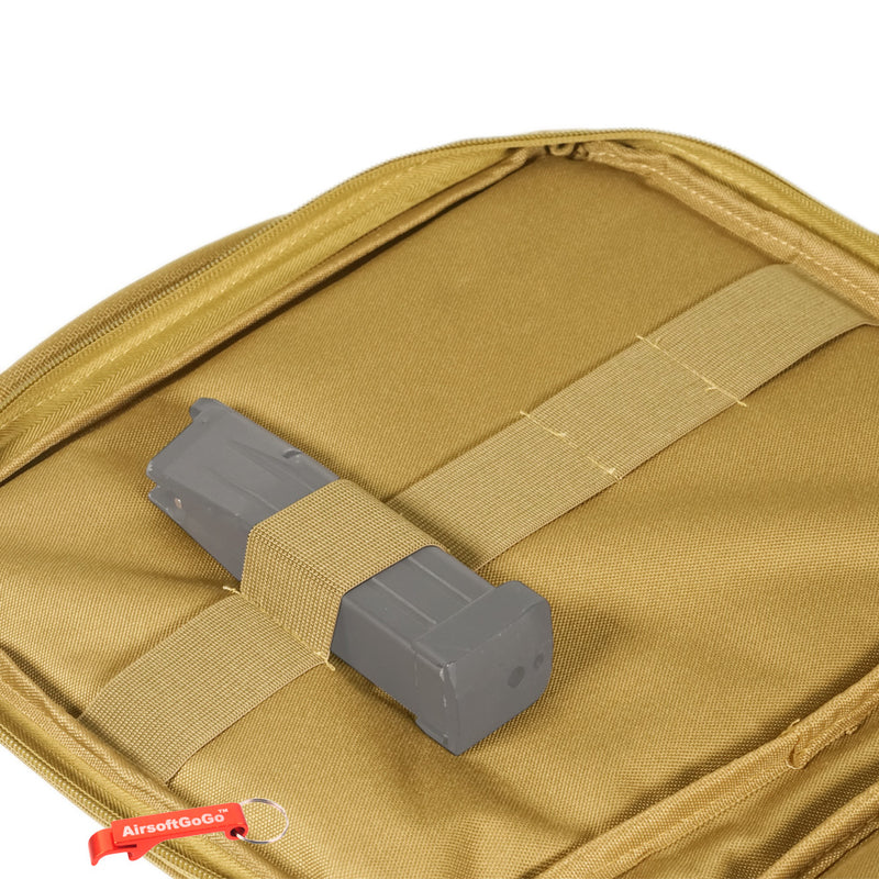 タクティカルハンドガンバッグ ・ ソフトガンケース 5つのマガジンポケット付き (小型バッグ、タンカラー)